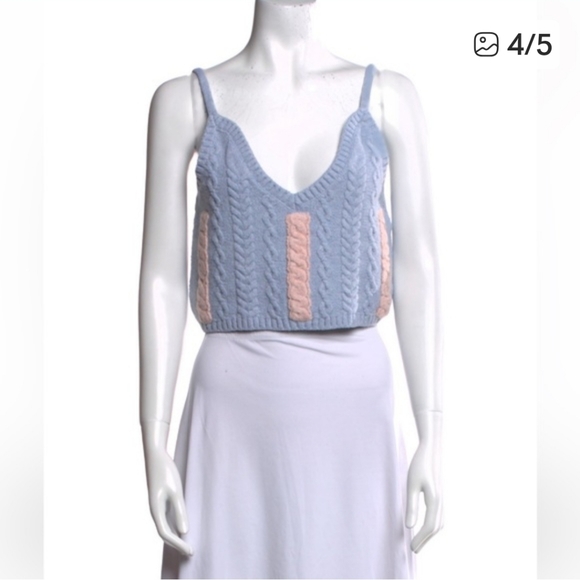 For Love And Lemons Sky Blue and Soft Pink Turtleneck Sweater - Picture 2 of 4